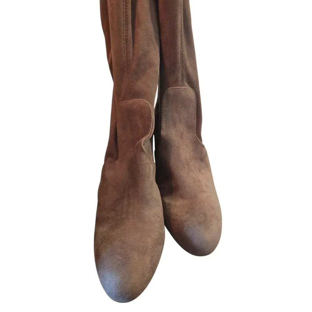 Steve Madden Emotions‎ Over the Knee Boots Size 9 Taupe Brown Chunk Heel Boots